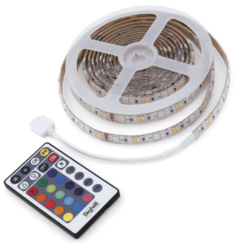foto del prodotto beghelli striscia led 5m 12w rgb w cct wifi, luminosa compatibile con alexa app, facile installazione, regolazione luce calda e fredda, dom