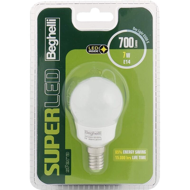 foto del prodotto beghelli superled sfera lampadina led, luce fredda 7 w, 1 pz
