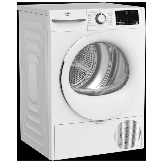 foto del prodotto beko bmt491wi asciugatrice a pompa di calore 9 kg, classe a , condensatore autopulente, programma lana, 85x60x67 cm , bianco
