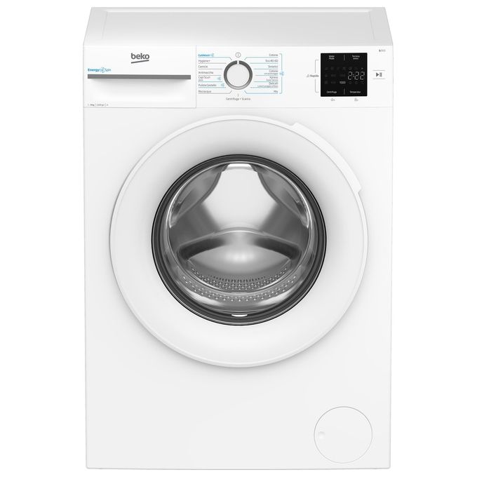 foto del prodotto beko bmwu3921w lavatrice a carica frontale 9kg 1200 giri classe a 1motore inverter 15 programmi vapore 845x600x546mm bianco