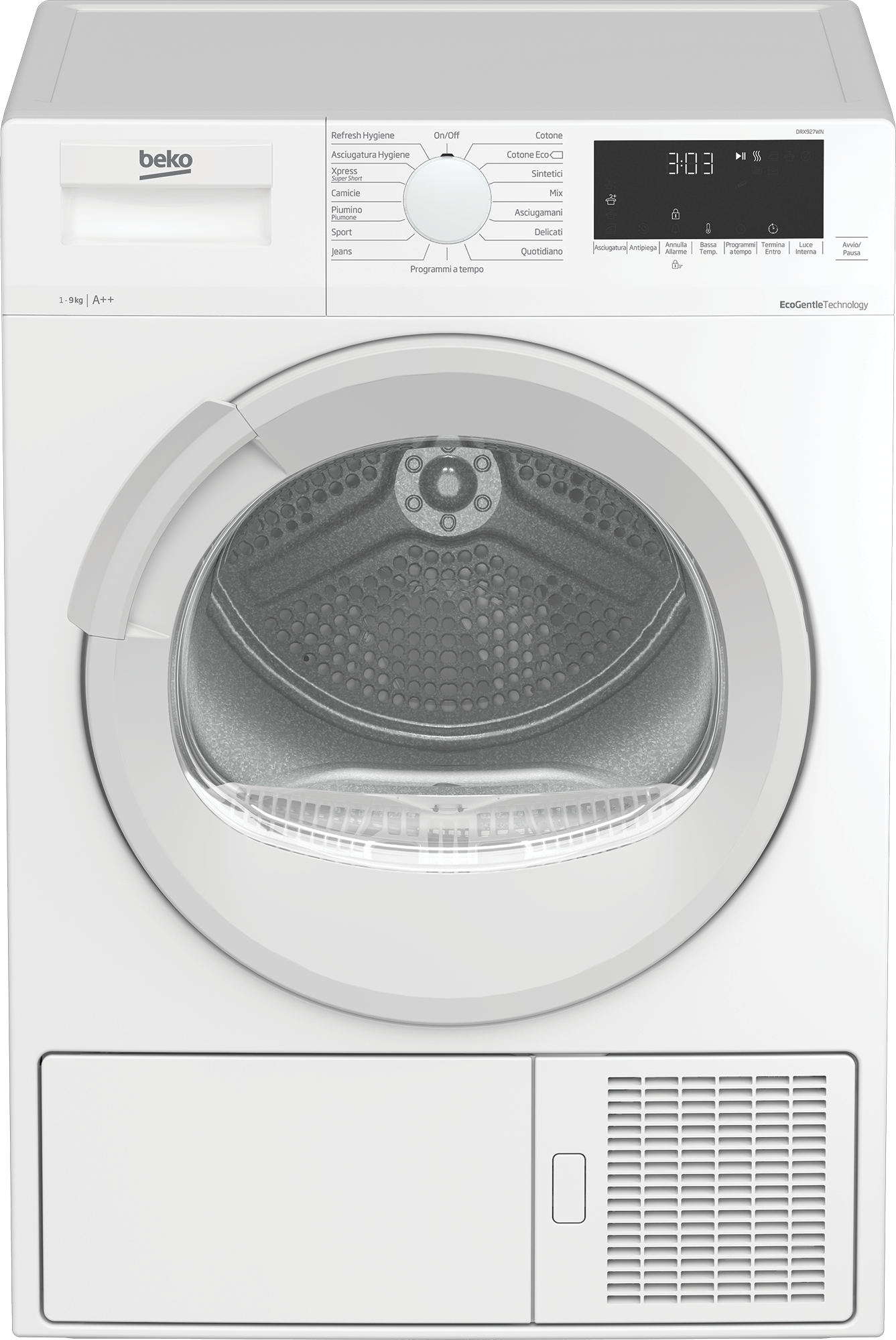 foto del prodotto beko drx927wn asciugatrice libera installazione caricamento frontale 9 kg a bianco