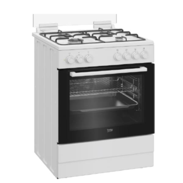 foto del prodotto beko fbe62011wc cucina a libera installazione bianca, 60x60cm, piano gas, forno elettrico ventilato, grill elettrico, 72 lt, lasse a