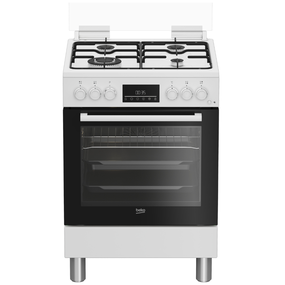 foto del prodotto beko fbe62310gw cucina a libera installazione bianca, 60x60cm, piano gas, forno elettrico ventilato, grill elettrico, 66 lt, lasse a