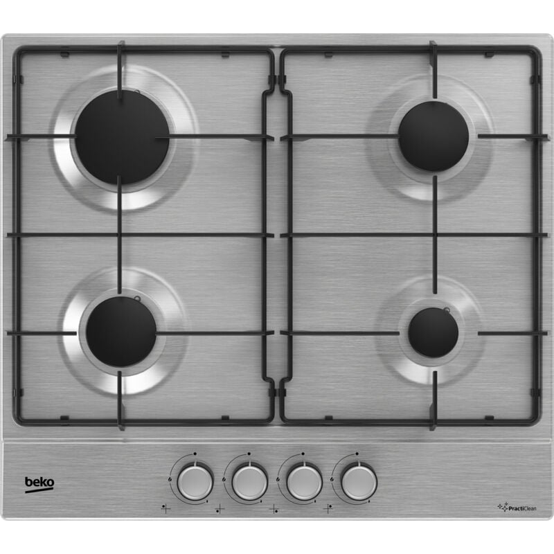 foto del prodotto beko hiag64224sxe piano a gas con practiclean, 4 bruciatori, 60 cm. colore del prodotto nero, posizionamento dell apparecchio da incasso,