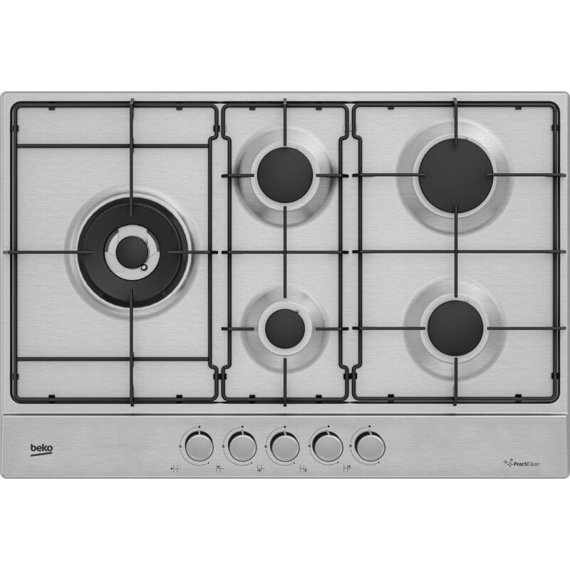 foto del prodotto beko hial75224sxe piano a gas con practiclean, 4 bruciatori 1 wok, 75 cm. colore del prodotto acciaio inox, posizionamento dell apparecchio da