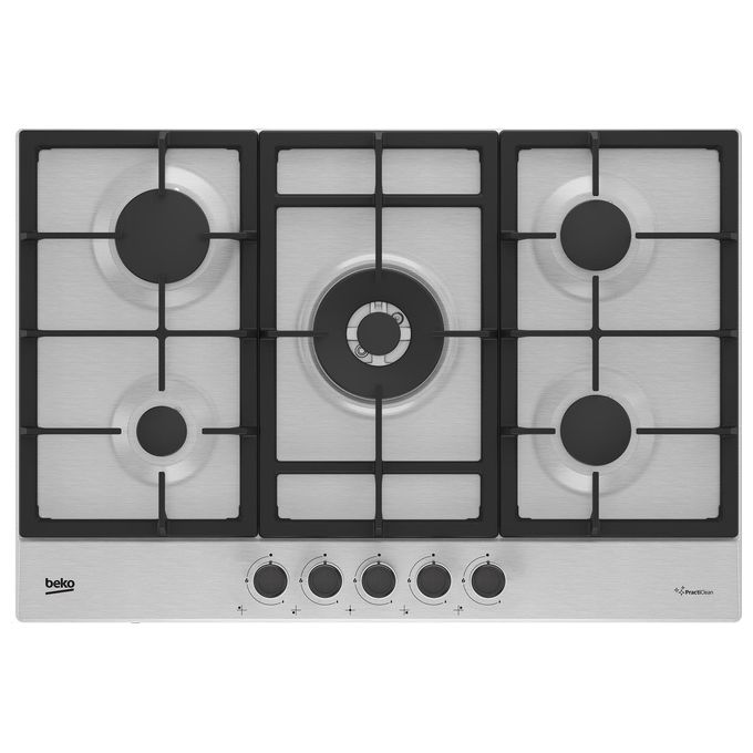foto del prodotto beko hiaw75225s piano cottura a gas da incasso 5 fuochi wok larghezza 75 cm inox
