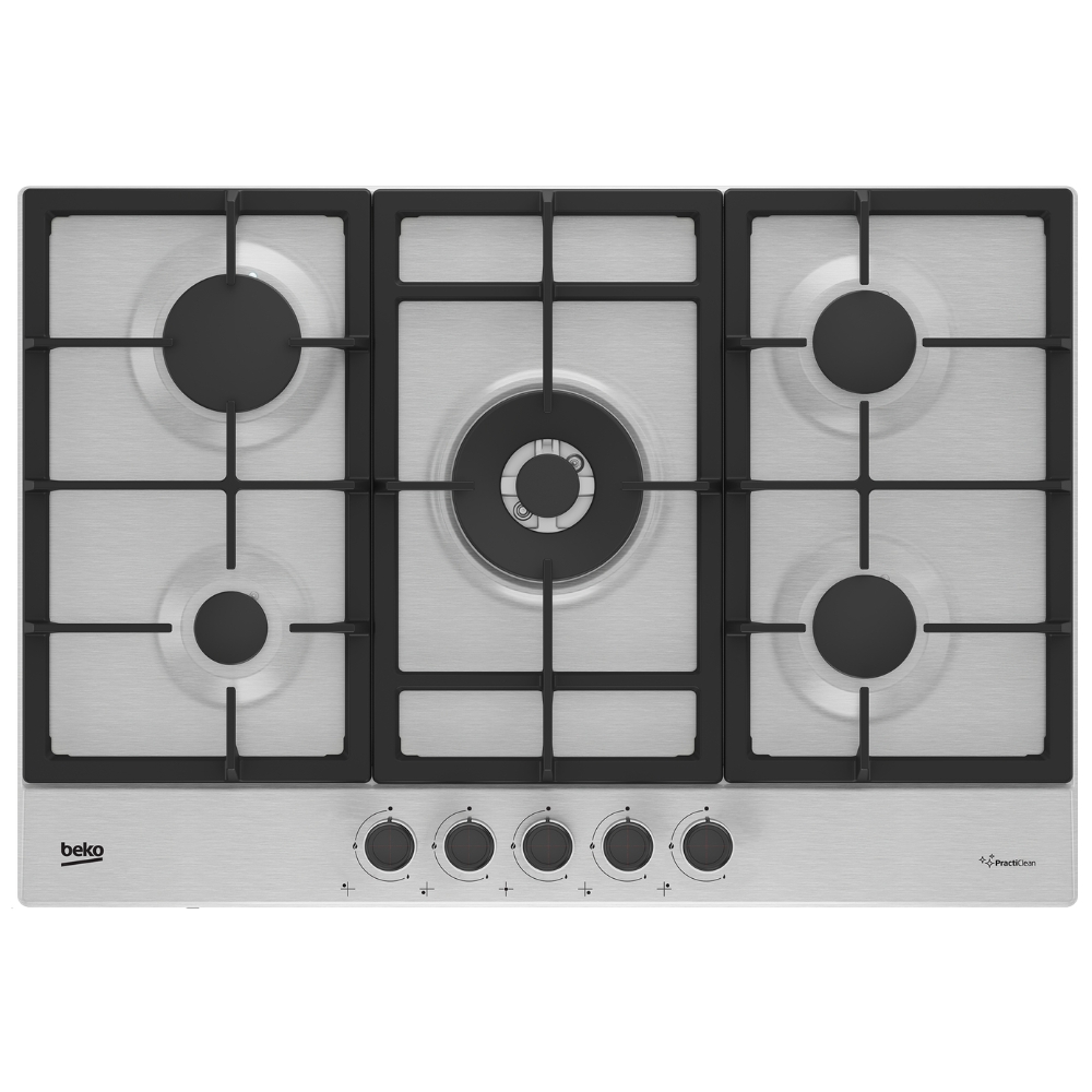 foto del prodotto beko hiaw75225sxe piano cottura acciaio inox da incasso 75 cm gas 5 fornello i 