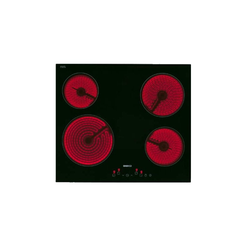 foto del prodotto beko hic64401. colore del prodotto nero, posizionamento dell apparecchio da incasso, dimensione della larghezza del piano cottura 58 cm. tipo di