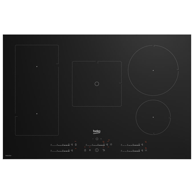 foto del prodotto beko hii85770uft piano cottura induzione, 80 cm, 5 zone, indyflex, tempassist, nero