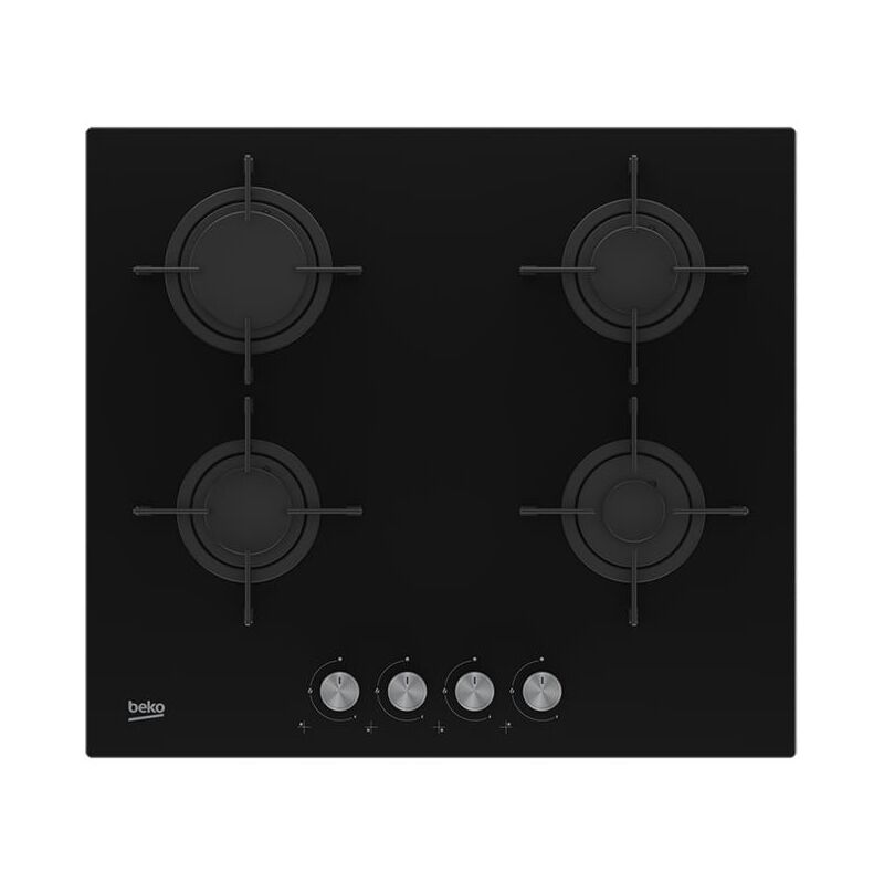 foto del prodotto beko hilg 64220 s piani cottura a gas da incasso nero piano cottura built in, gas hobob, glass, black, enamelled, turntable 