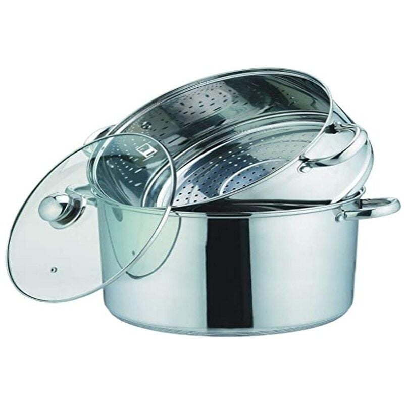 foto del prodotto beko kamberg couscoussiera, vaporira, pentola 3 en 1, diametro 26 cm, 10 litri, acciaio inox, coperchio in vetro, tutti fornelli y induzione