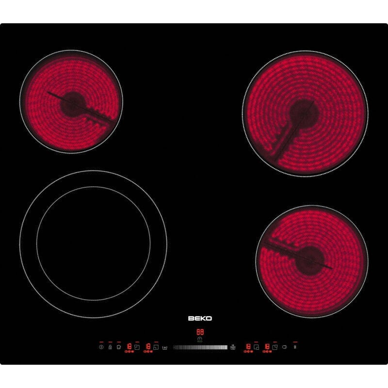 foto del prodotto beko - piano cottura in vetroceramica 4 fuochi 6700w nero - hic64502t
