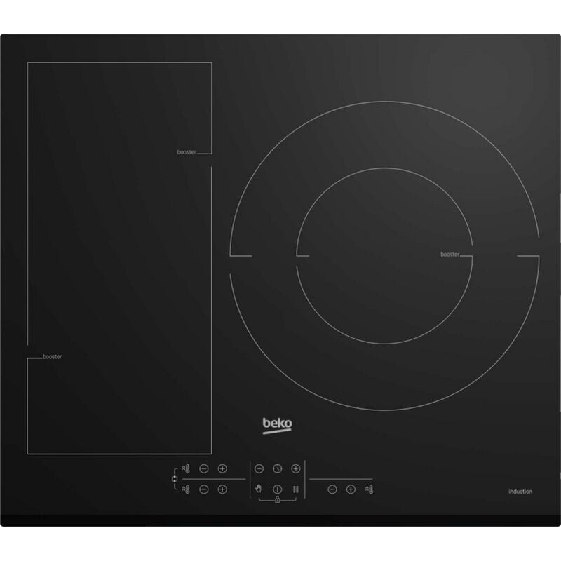 foto del prodotto beko piano cottura induzione 60cm 3 fuochi 7200w nero hii63201fmtb