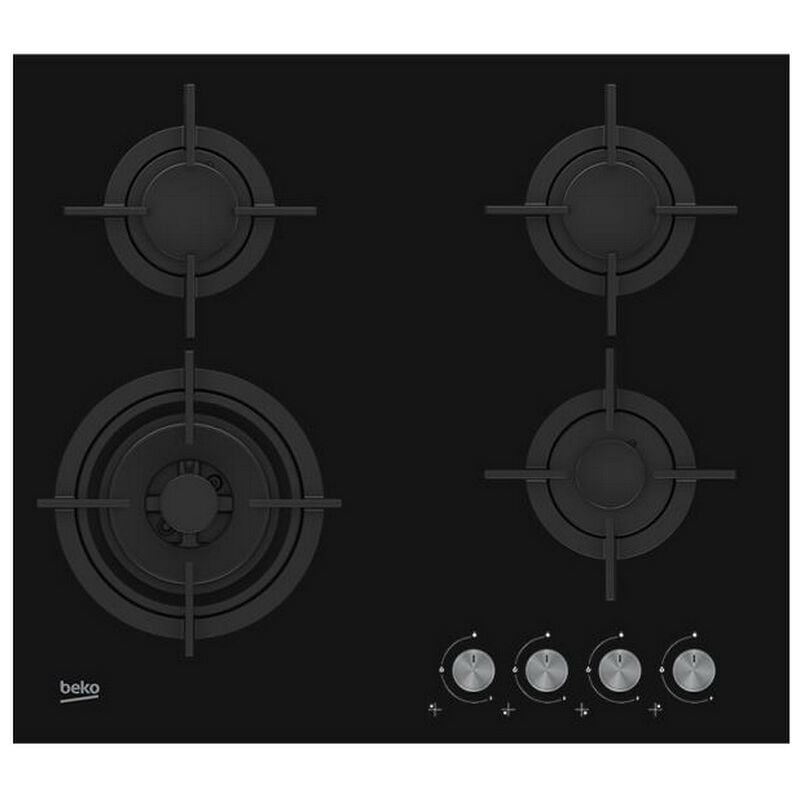 foto del prodotto beko tavolo gas vetro 60cm 4 fuochi nero hilw64222s
