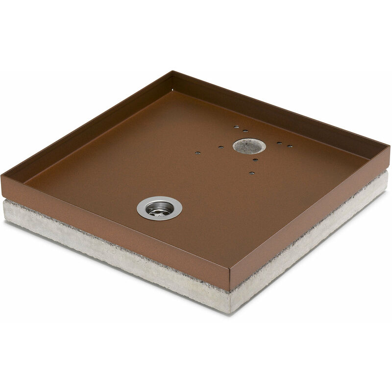 foto del prodotto bel fer base portaciottolo per fontane 40x40x8 cm in metallo con base in cemento belfer 42 bse 10 ruggine