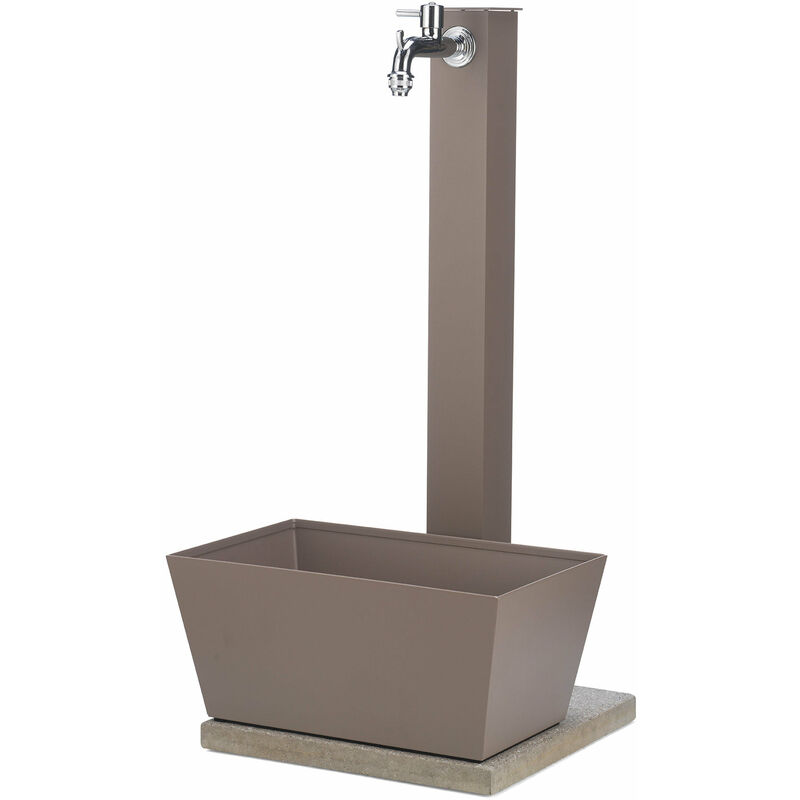 foto del prodotto bel fer fontana da giardino con rubinetto vaschetta e base belfer 42 qvr tortora