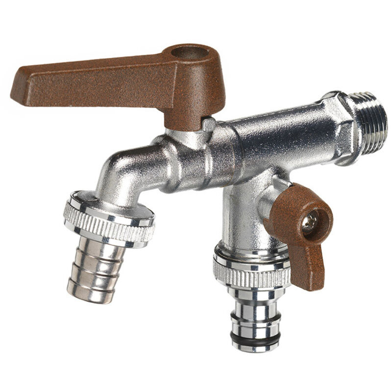 foto del prodotto bel fer rubinetto a sfera doppio per fontana da giardino con leve colorate belfer rub 027 ruggine