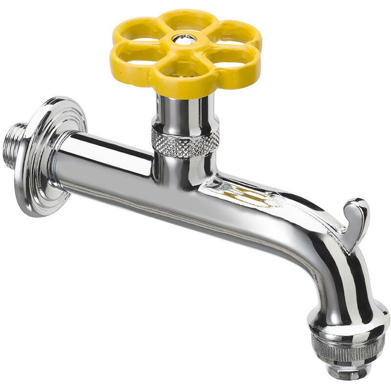 foto del prodotto bel fer rubinetto per fontana da giardino in ottone cromato con ghiera in tinta belfer rub 018 giallo