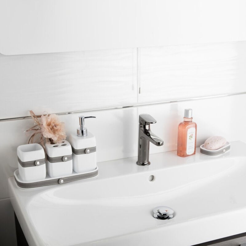 foto del prodotto bela set di accessori da bagno in poliresina bianca 5 pezzi bela set1 swiss aqua technologies