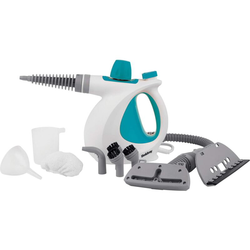 foto del prodotto beldray pulitore a vapore portatile bel0701tqn vde 10 in 1 con imbottitura manuale per piastrelle, specchio, finestra e spina europea, 1000 w,