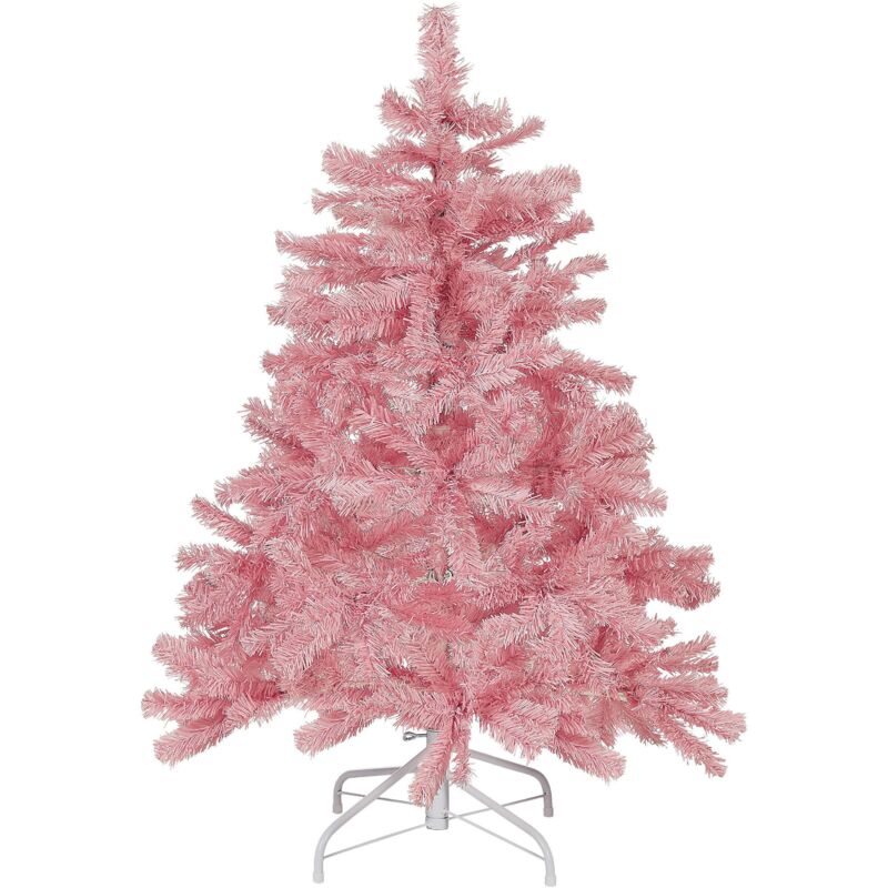 foto del prodotto beliani albero di natale artificiale base in metallo pvc tradizionale 120 cm rosa farnham
