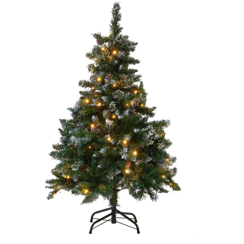 foto del prodotto beliani - albero di natale artificiale pre-illuminato verde innevato base nera 120 cm palomar