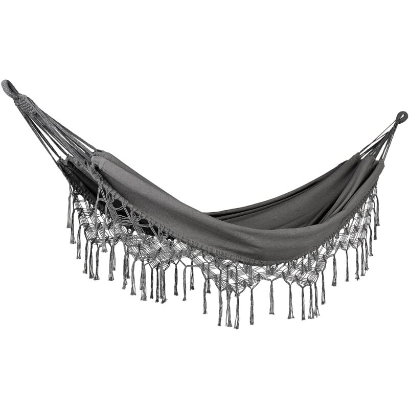 foto del prodotto beliani amaca da giardino in cotone dondolo stile boho grigio rocca