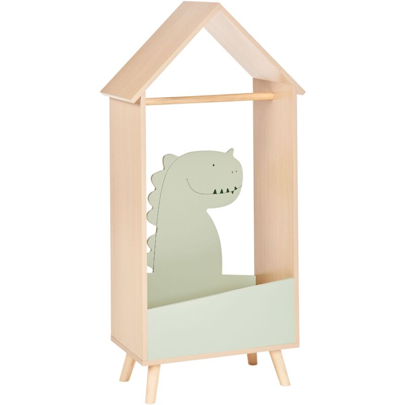 foto del prodotto beliani appendiabiti in legno di pino verde chiaro mdf con motivo di dinosauro durango
