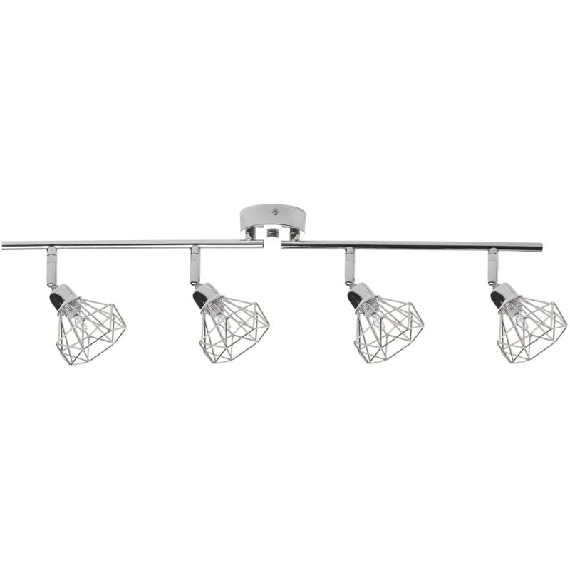 foto del prodotto beliani applique con 4 punti luce in metallo color argento bracci regolabili erma