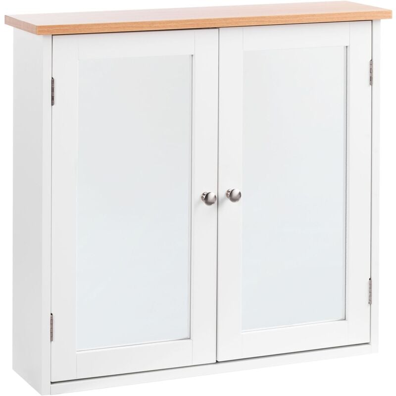 foto del prodotto beliani armadietto a muro con specchio da bagno mdf bianco 17 x 60 cm alamos