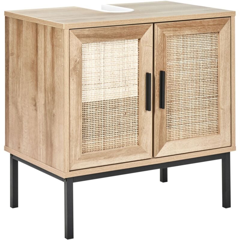 foto del prodotto beliani armadietto da bagno boho armadietto portaoggetti rattan frontale a treccia 60 x 60 cm legno chiaro rosell