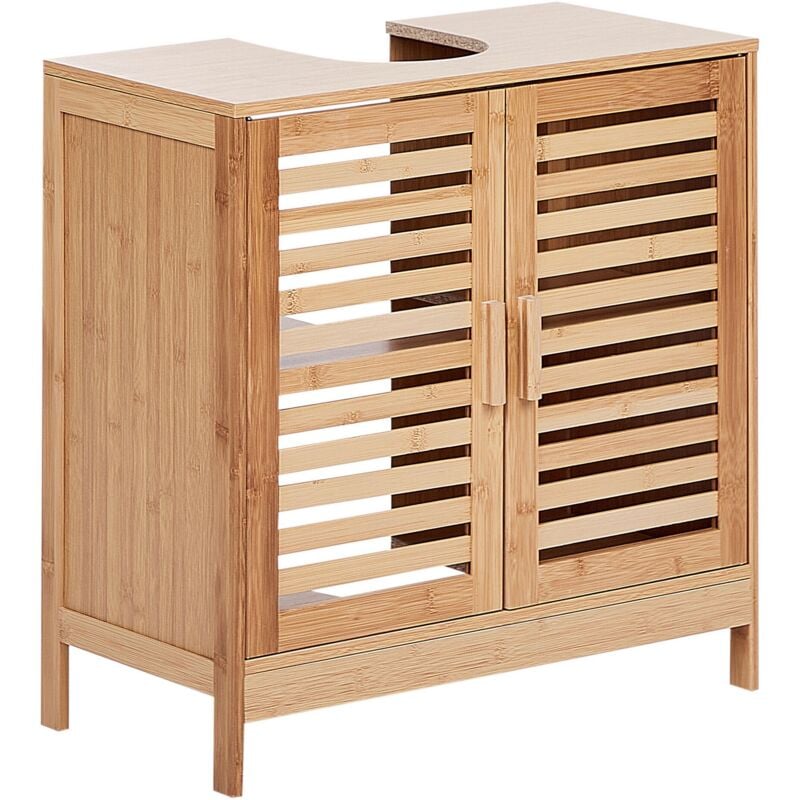 foto del prodotto beliani armadietto per lavabo bagno in bamb legno chiaro missoula