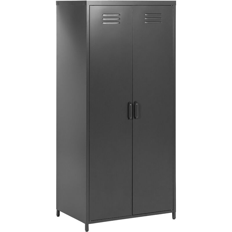foto del prodotto beliani armadio metallo nero 2 ante 3 ripiani e appendiabiti 76 x 50 x 171 cm varna