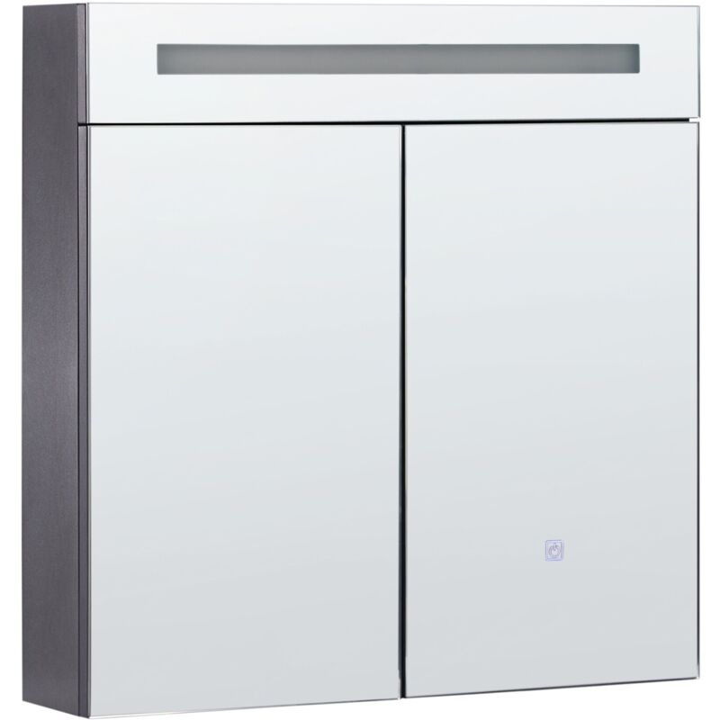 foto del prodotto beliani armadio moderno minimalista con specchio a parete e led 60 x 60 cm armadio nero jaramillo