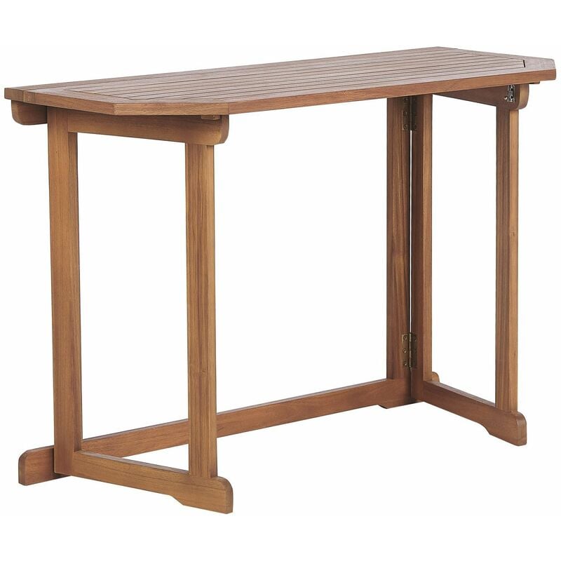 foto del prodotto beliani balcone tavolo pieghevole piano regolabile 110 x 47 cm terrazza legno di acacia treia