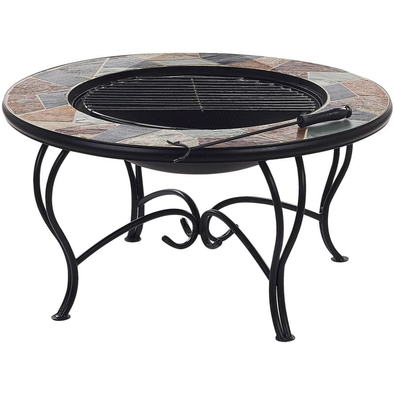 foto del prodotto beliani barbecue da giardino con gambe in acciaio con base multicolore rotonda erebus