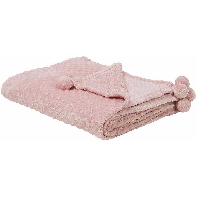 foto del prodotto beliani calda coperta color rosa di soffice poliestere 200 x 220 cm samur