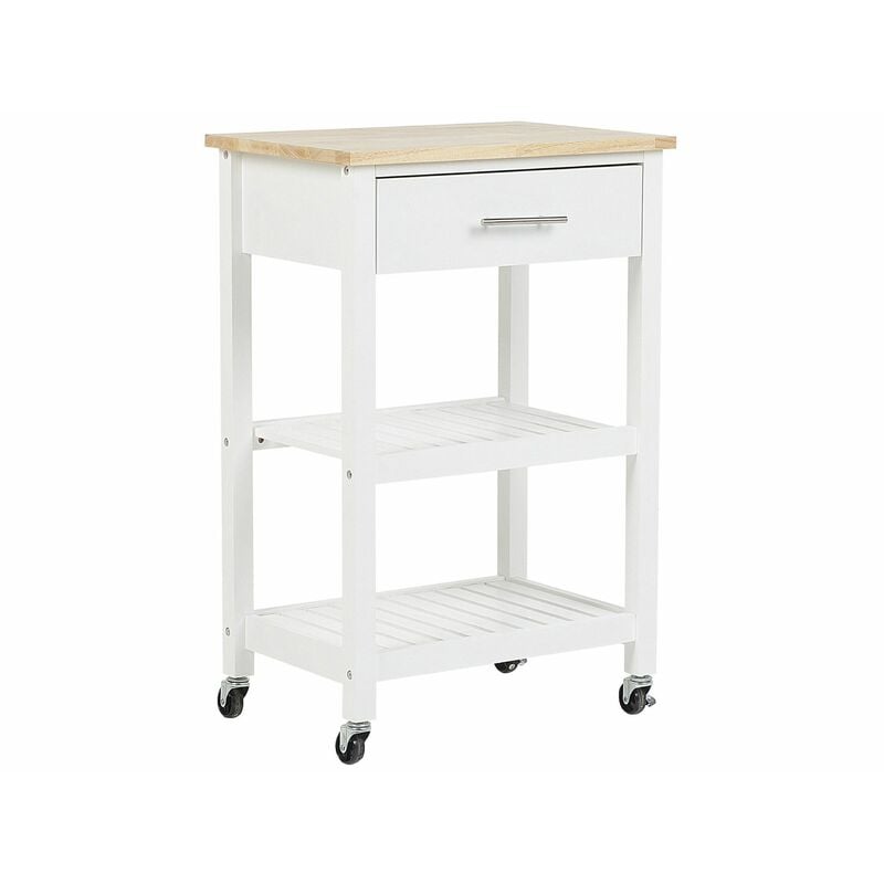 foto del prodotto beliani carrello cucina bianco legno di pino e mdf hiuma