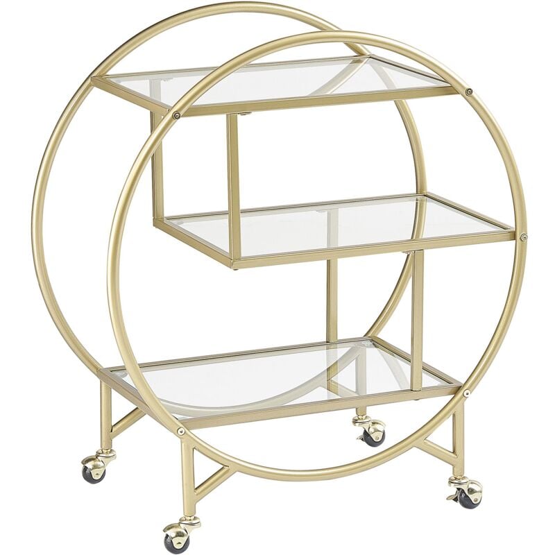 foto del prodotto beliani carrello da cucina dorato glam con tre ripiani in vetro 50 x 34 cm colton
