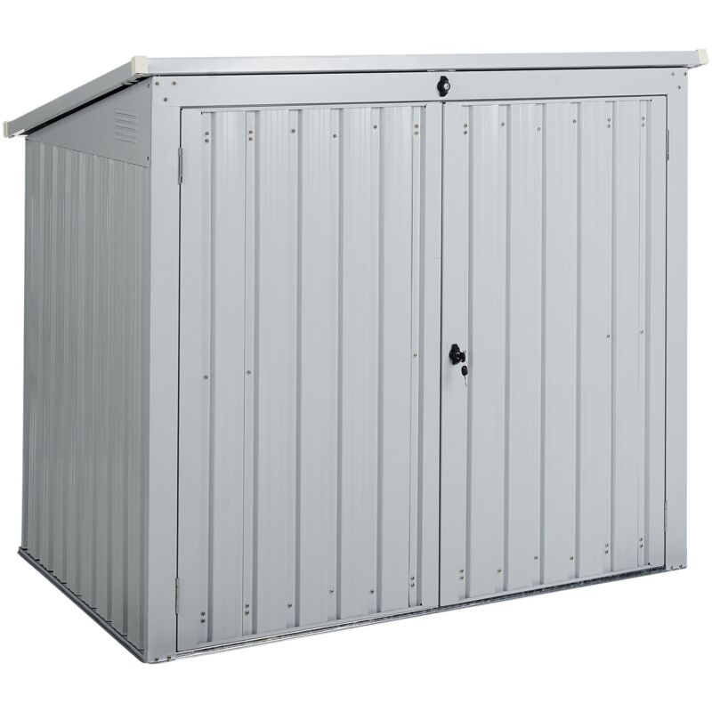foto del prodotto beliani casetta da giardino in acciaio zincato per attrezzi 134 cm grigio chiaro moena