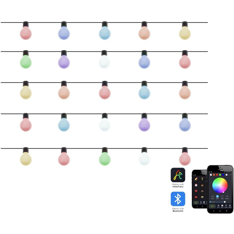 foto del prodotto beliani catena luminosa a led con 25 luci con cambio di colore controllato da app 900 cm con timer telecomando trasparente isortoq
