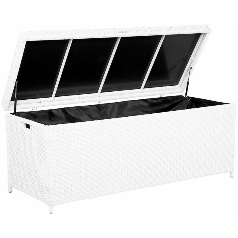 foto del prodotto beliani cesta da giardino in polirattan bianco 158 x 63 x 66 cm modena
