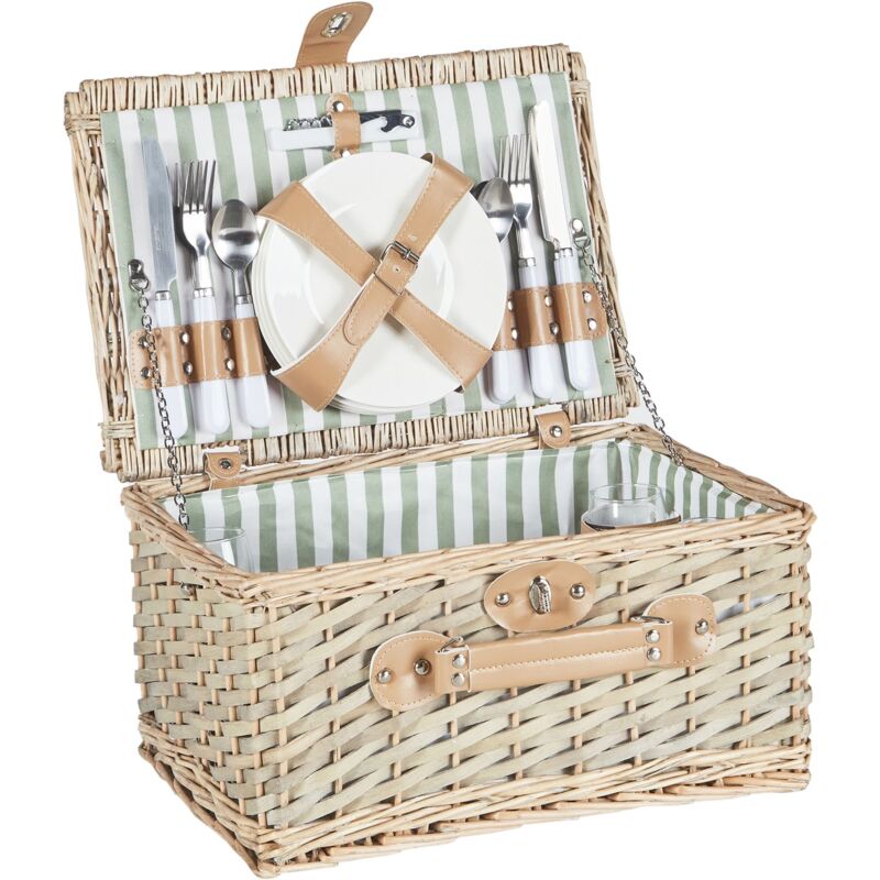 foto del prodotto beliani cesto da picnic in vimini naturale per 4 persone con borsa frigo, bicchieri da vino e posate clementina