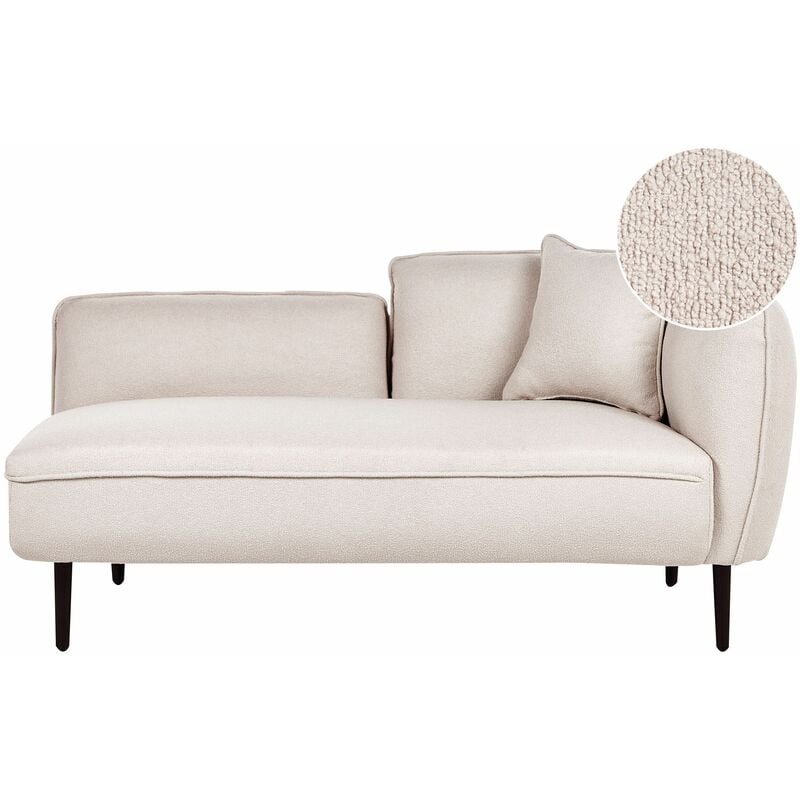 foto del prodotto beliani chaise longue destra in poliestere beige chiaro con cuscino e gambe metallo chevannes