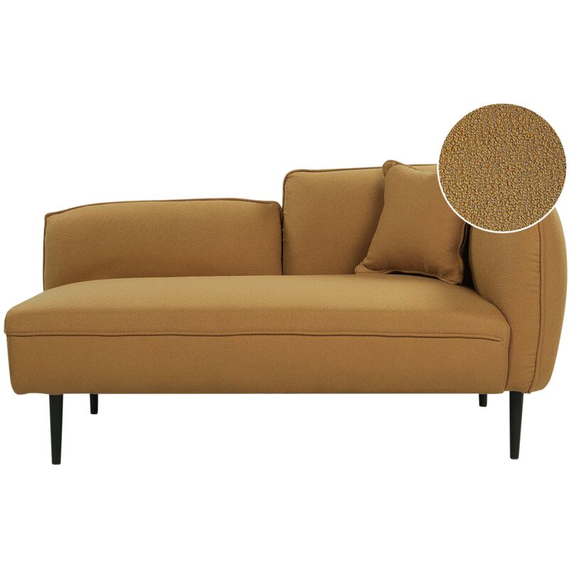 foto del prodotto beliani chaise longue destra in poliestere giallo con cuscino e gambe metallo chevannes