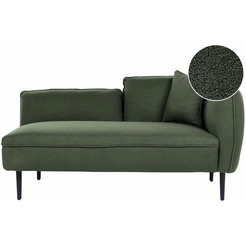 foto del prodotto beliani chaise longue destra in poliestere verde scuro con cuscino e gambe metallo chevannes