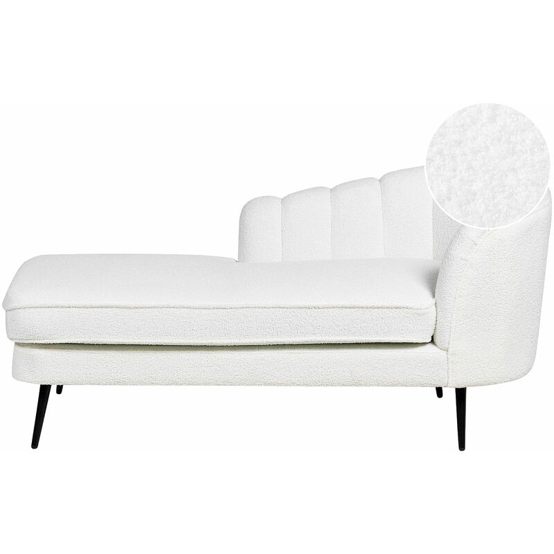 foto del prodotto beliani chaise longue destra in velluto bianco crema e gambe nere allier