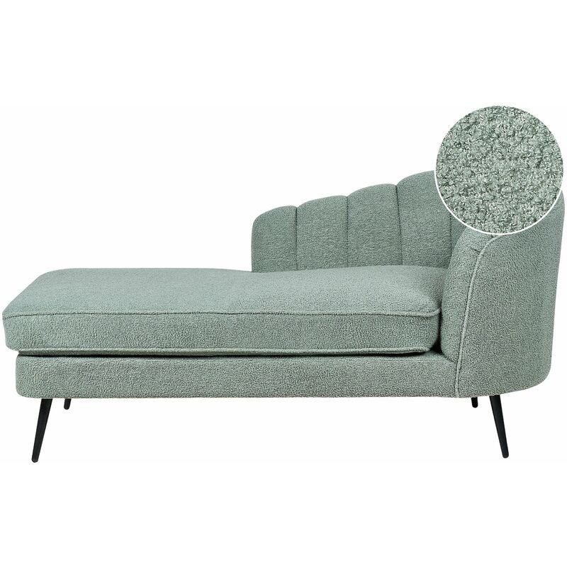 foto del prodotto beliani chaise longue destra in velluto verde e gambe nere allier