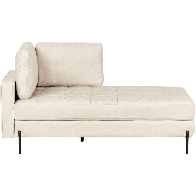 foto del prodotto beliani chaise longue in ecopelle con inserti beige chiaro lato sinistro rebais