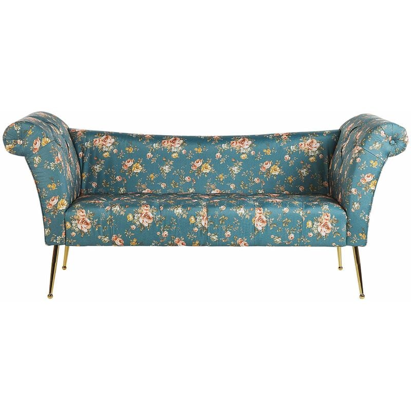 foto del prodotto beliani chaise longue in poliestere floreale e gambe dorate in metallo stile retr nantilly